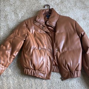 Faux Leather Puffer Jacket